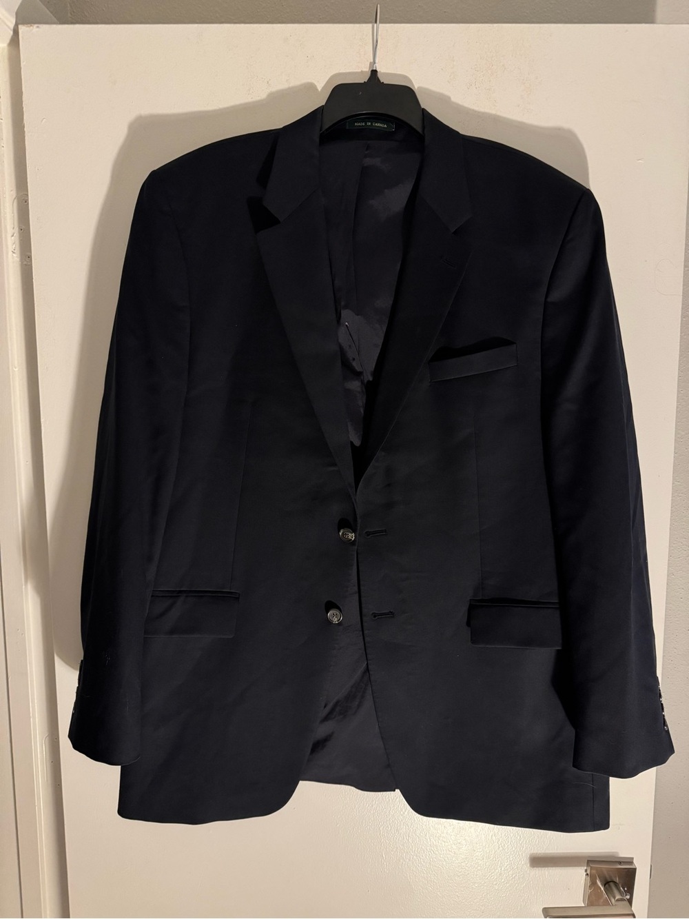 Vintage Lauren Ralph Lauren 100% Wool Black Blazer 44L Made in Canada Sport Coat